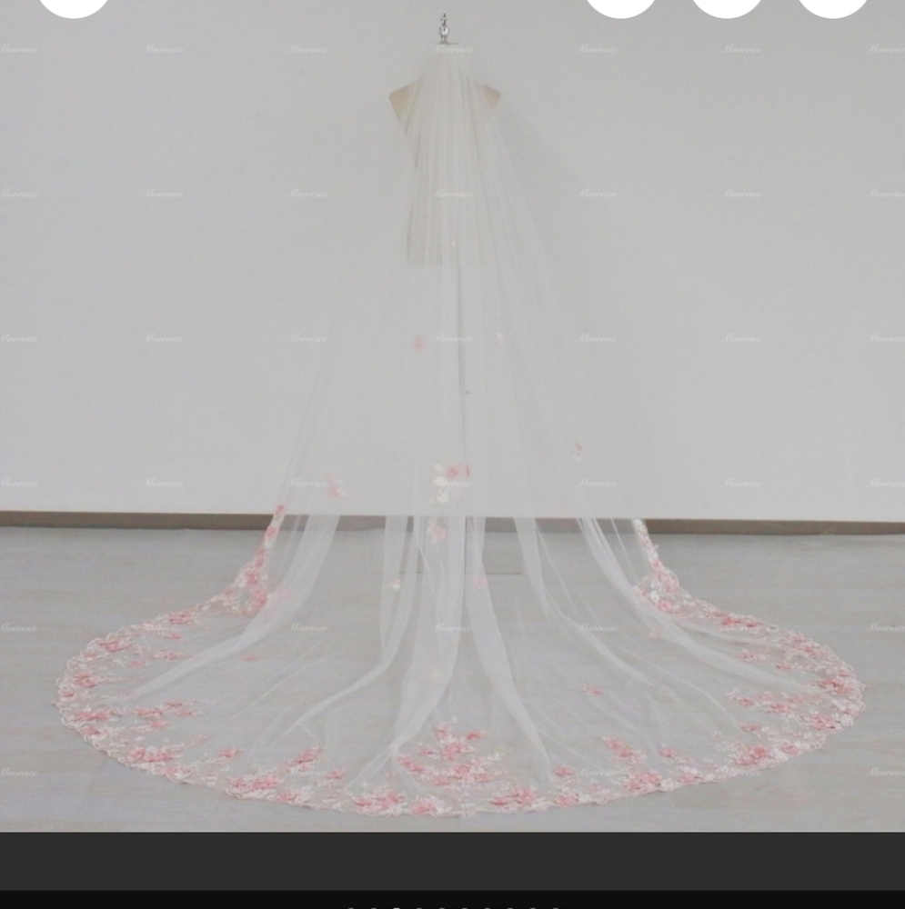 Elegant Pink Floral Hair Veil